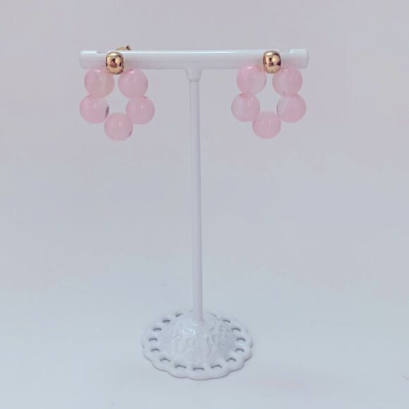 🌸Cutie Pink  Glass Hoops - Picture 2 of 6